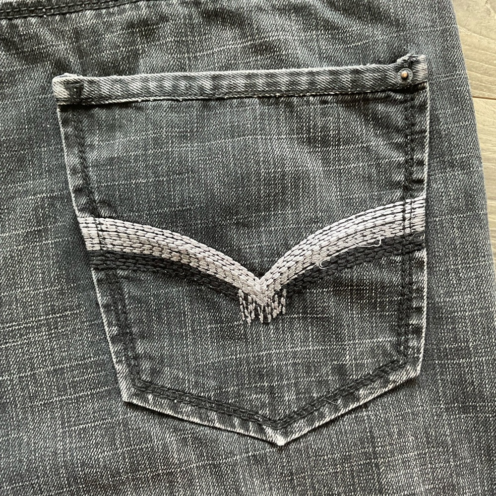38x34 Akademiks Tailored Fit Jeans Men’s Washed Black Denim Embroidered Pockets - Picture 11 of 12